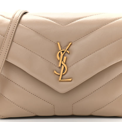Saint Laurent Calfskin Y Quilted Monogram Toy Loulou Crossbody Bag Dark Beige 7 of 10