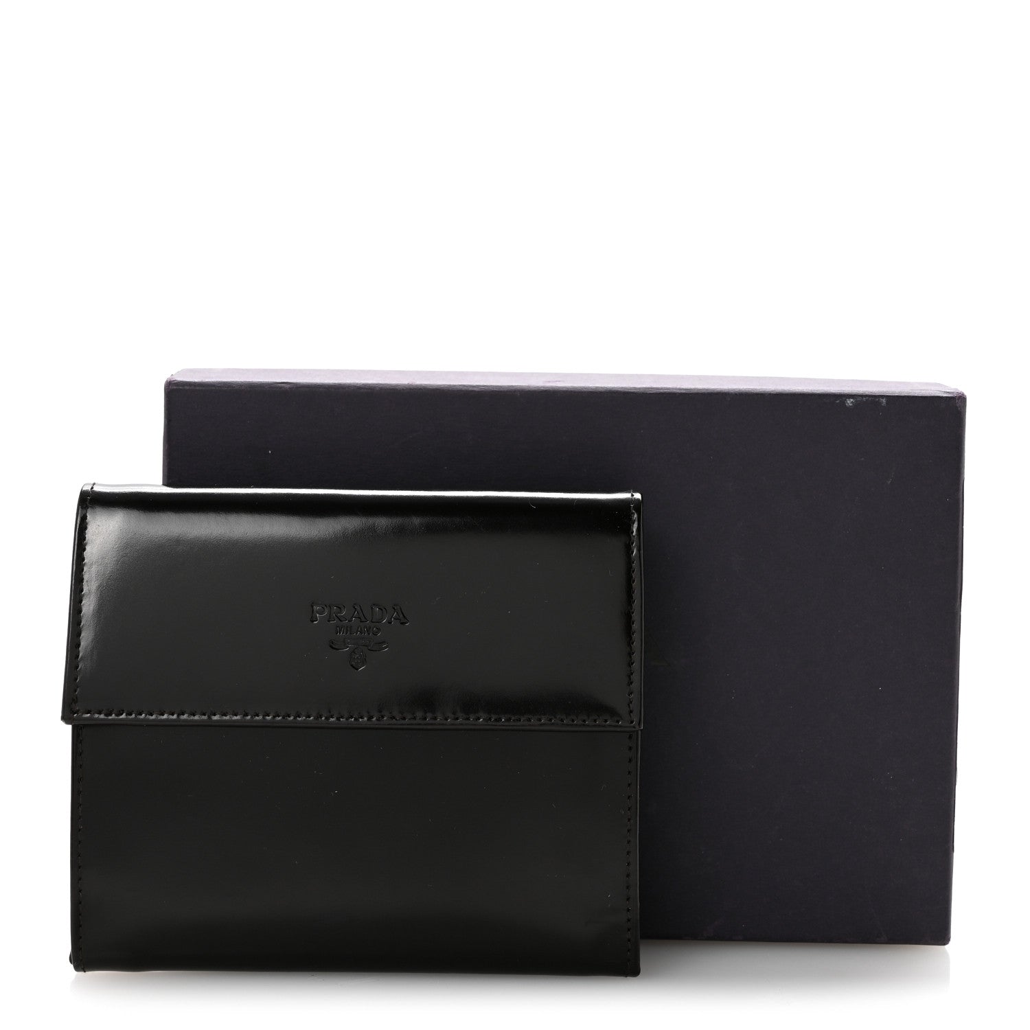 Prada Spazzolato Tri-Fold Compact Wallet Ebano 15 of 15