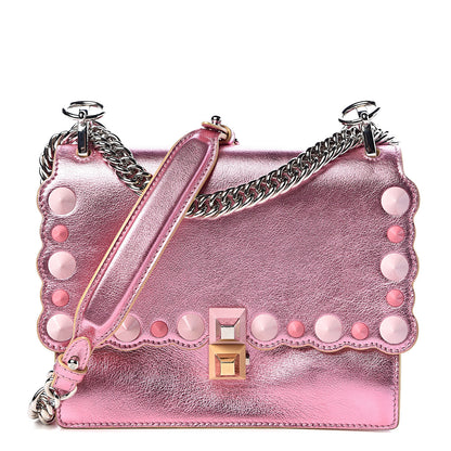 Fendi Vitello Catalan Mirror Scalloped Multi Studded Small Kan I Shoulder Bag Fuxia Chiaro 1 of 10