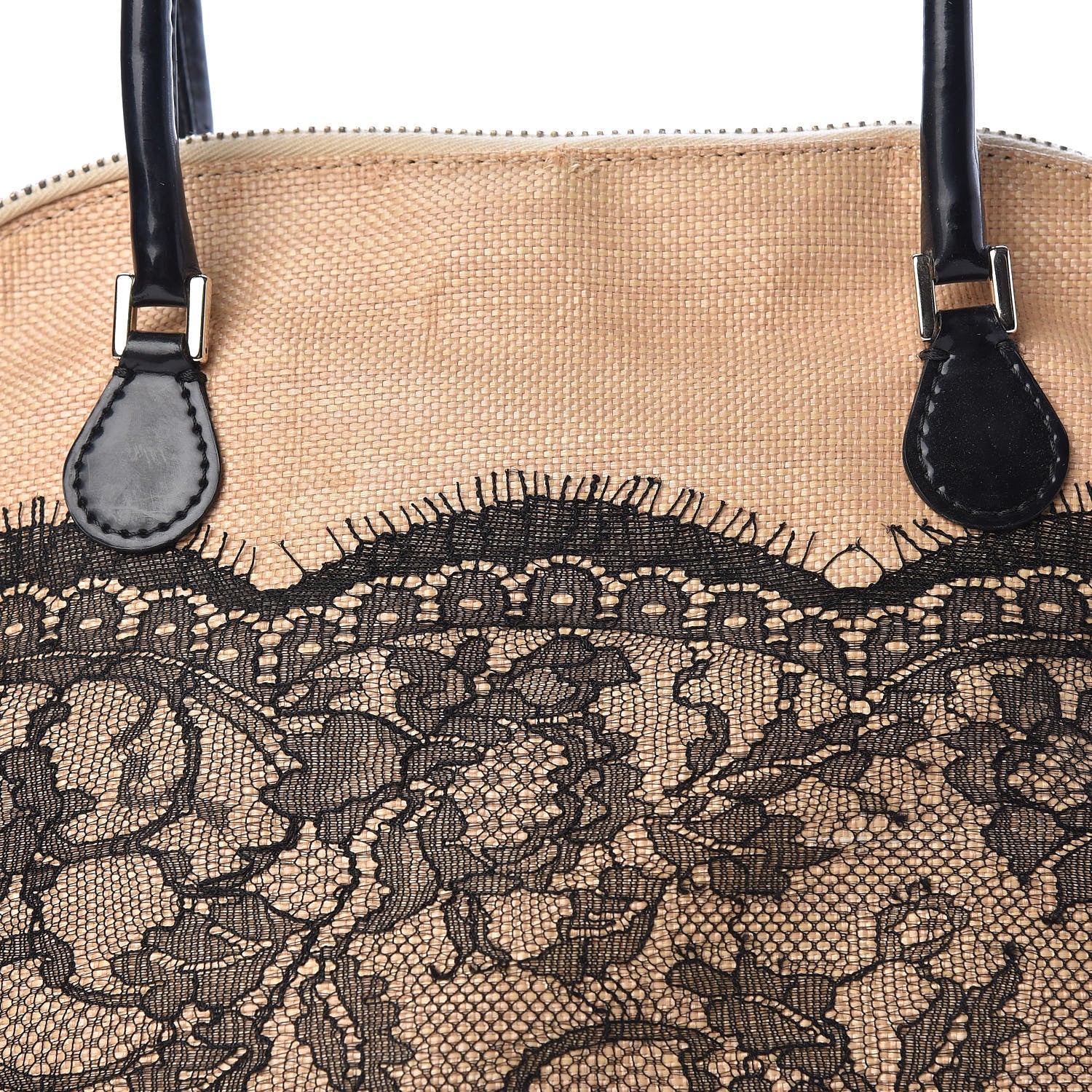 Valentino Garavani Straw Lace Bow Dome Tote Black 8 of 20
