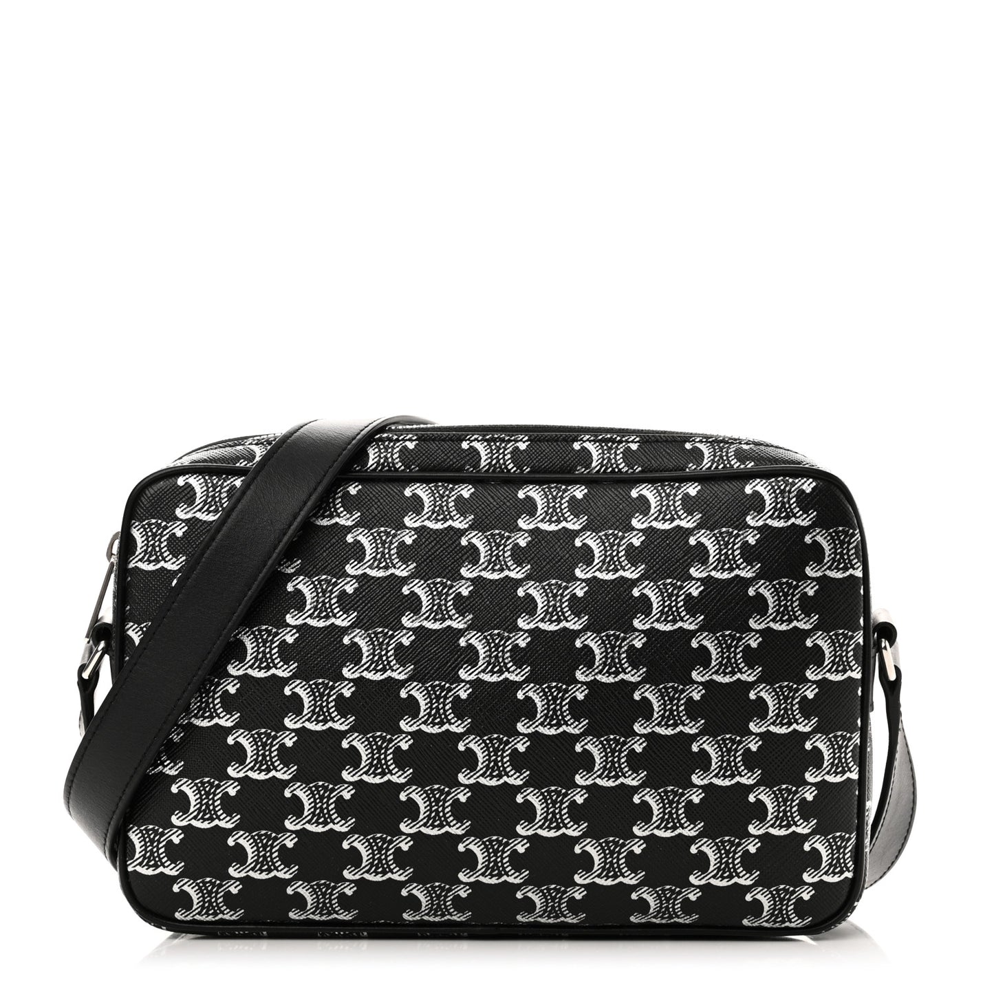 Triomphe Canvas Medium Messenger Bag Black Silver