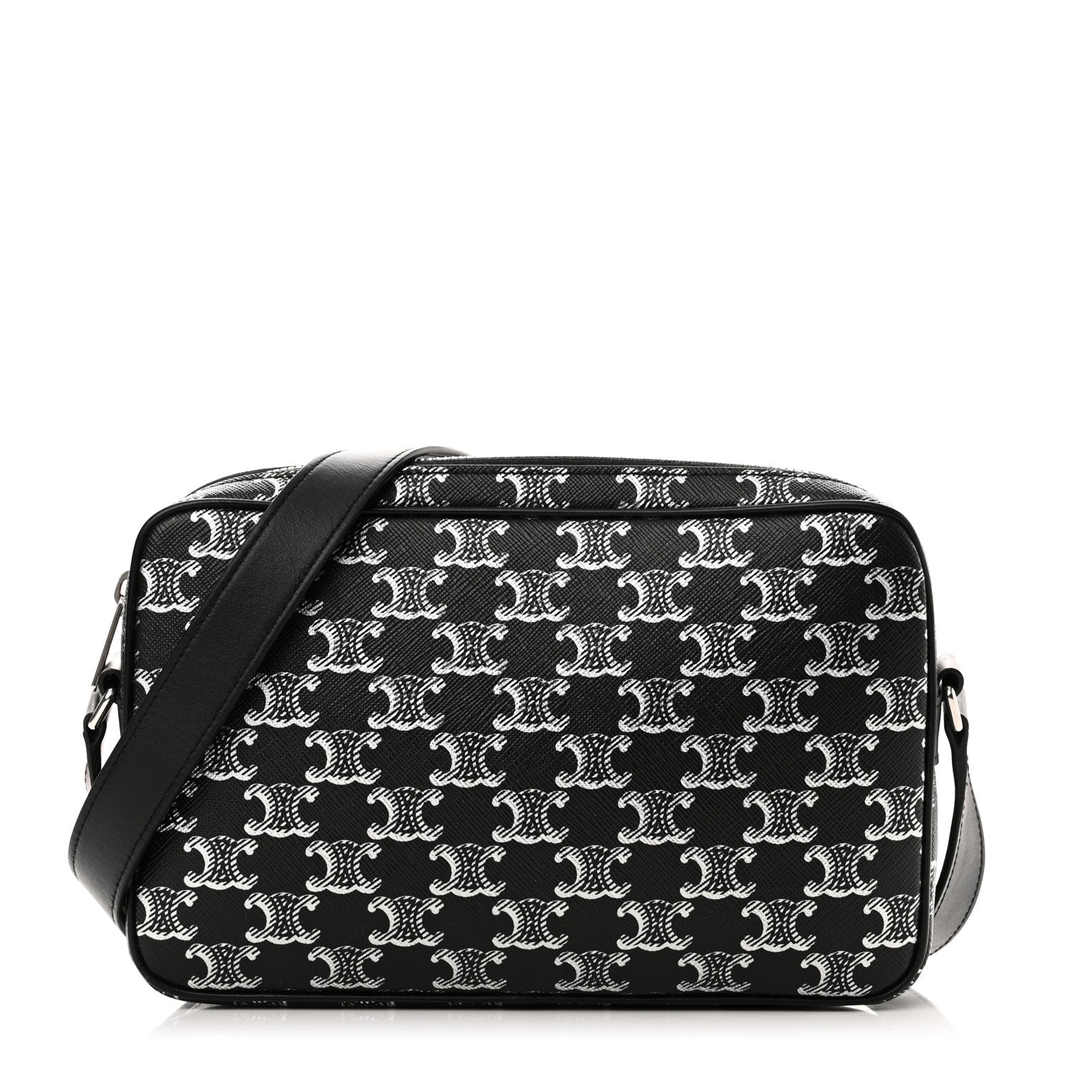 Celine Triomphe Canvas Medium Messenger Bag Black Silver 1 of 9