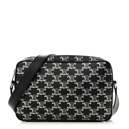 Celine Triomphe Canvas Medium Messenger Bag Black Silver 1 of 9