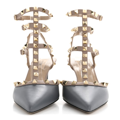 Valentino Garavani Calfskin Nappa Rockstud Ankle Strap 65mm Pumps 38 Light Stone Poudre 3 of 10
