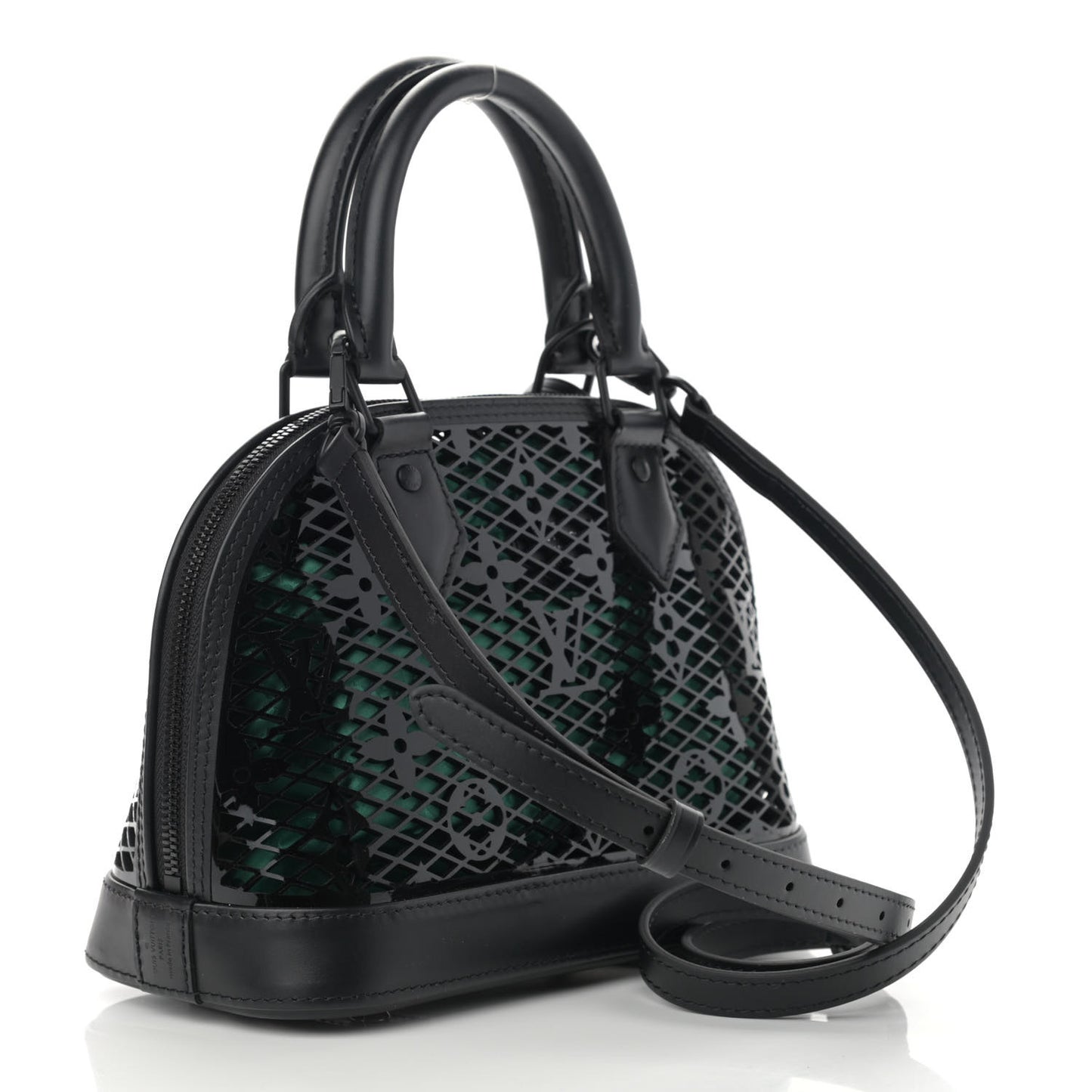 Patent Calfskin Laced Monogram Alma BB Black Green