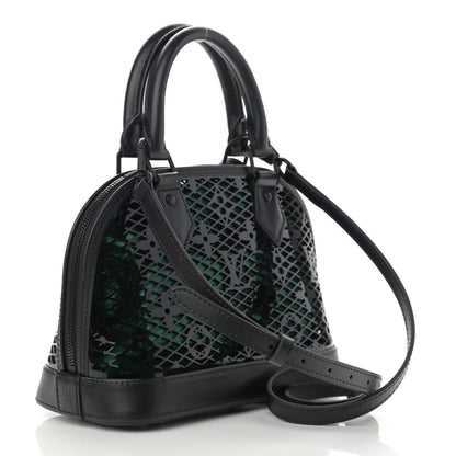 Louis Vuitton Patent Calfskin Laced Monogram Alma BB Black Green 3 of 9