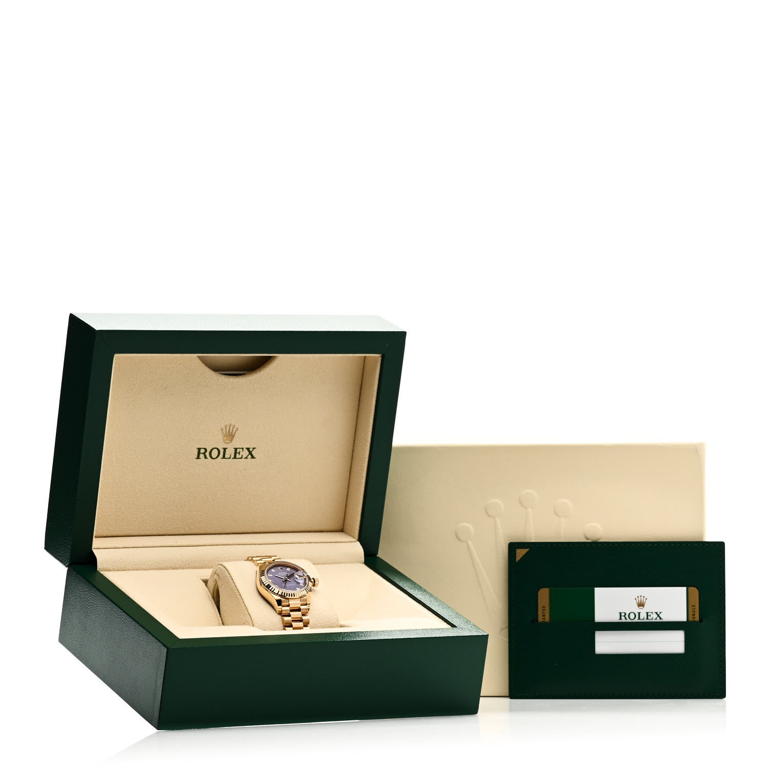 Rolex 18K Yellow Gold Diamond 28mm Datejust President Watch Lavender Tapestry 279178 5 of 5