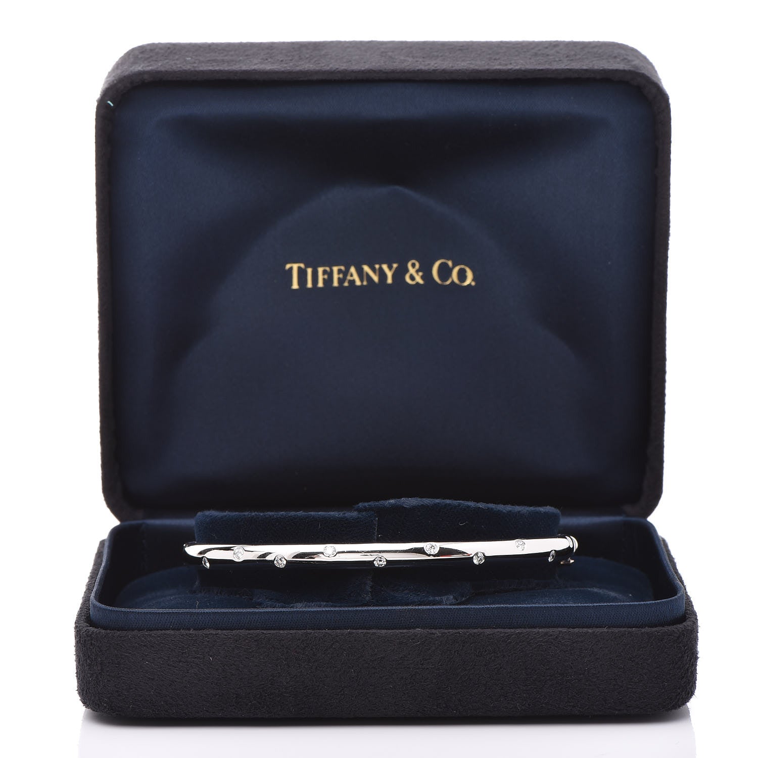 Tiffany Platinum Diamond 4.5mm Etoile Bangle Bracelet 5 of 5