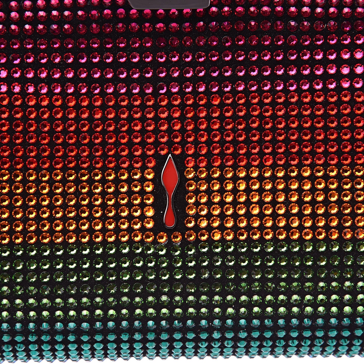 Suede Crystal Strass Small Palmette Clutch Rainbow