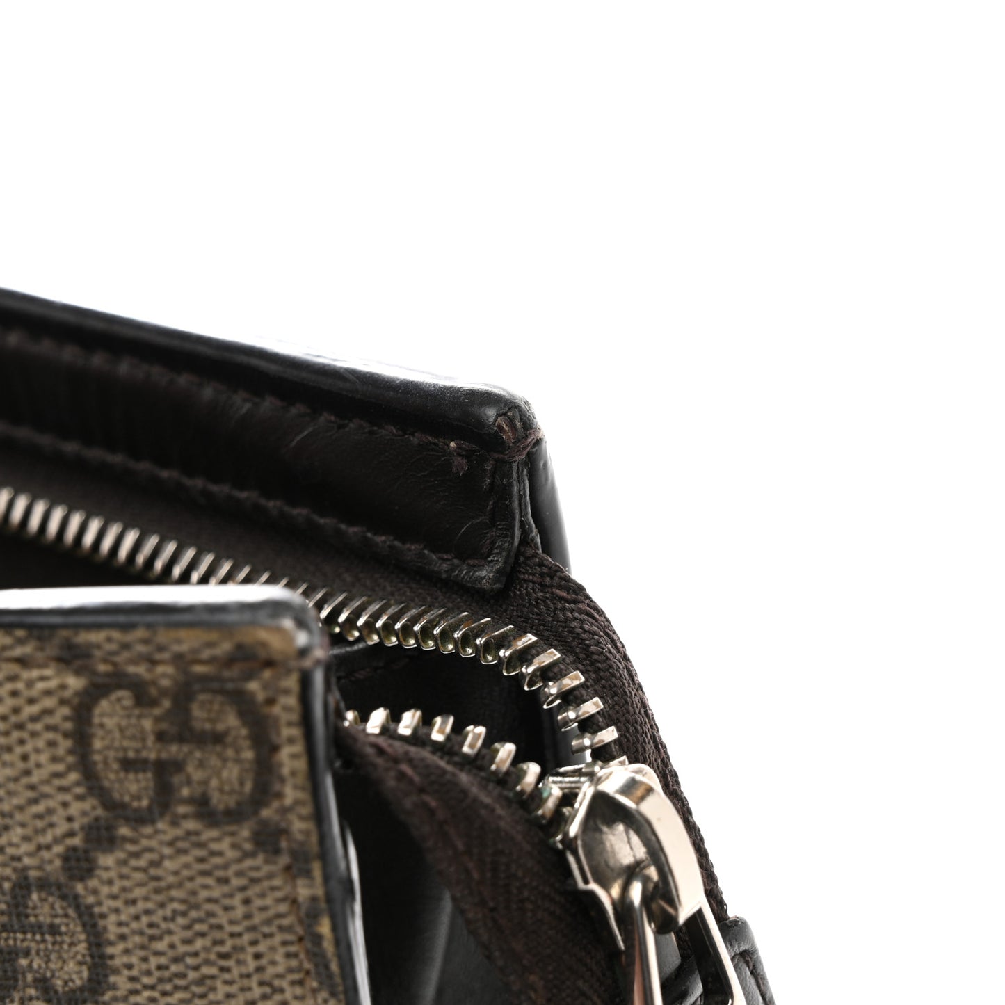 GG Supreme Monogram Selleria Calfskin Web New Web Cosmetic Case Beige Ebony Cocoa
