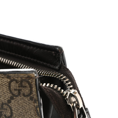 Gucci GG Supreme Monogram Selleria Calfskin Web New Web Cosmetic Case Beige Ebony Cocoa 9 of 11