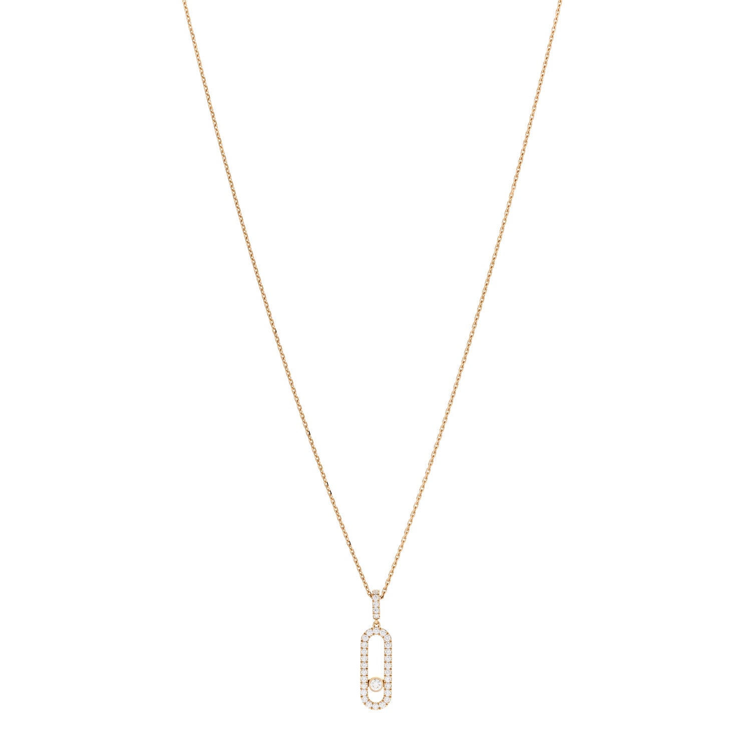 Messika 18K Yellow Gold Diamond LM Move Uno Pave Pendant Necklace 1 of 6