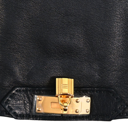 Hermes Lambskin Soya Kelly Lock Gloves 8 Black 4 of 4