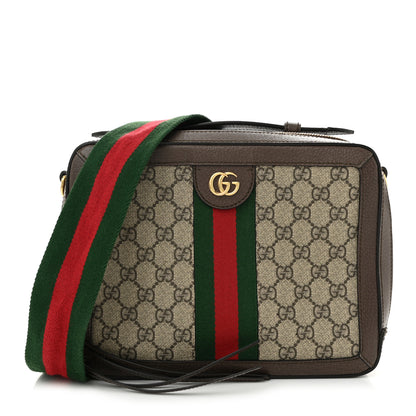 Gucci GG Supreme Monogram Web Small Ophidia Top Handle Shoulder Bag Brown 1 of 13
