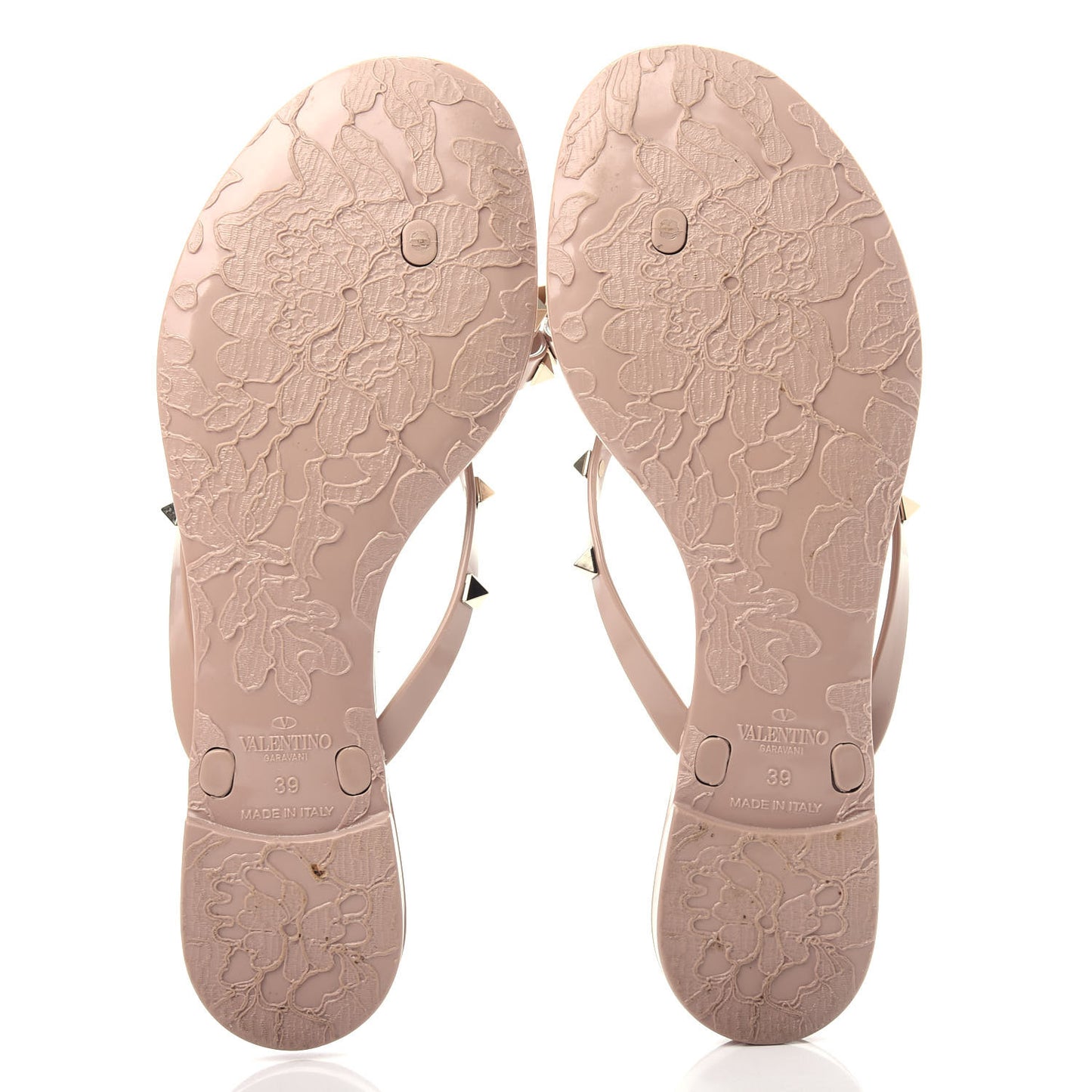 PVC Jelly Rockstud Bow Thong Sandals 39 Poudre