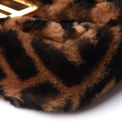 Fendi Shearling Vitello Dolce Macro FF 1974 Mini Baguette Tobacco Black 11 of 13
