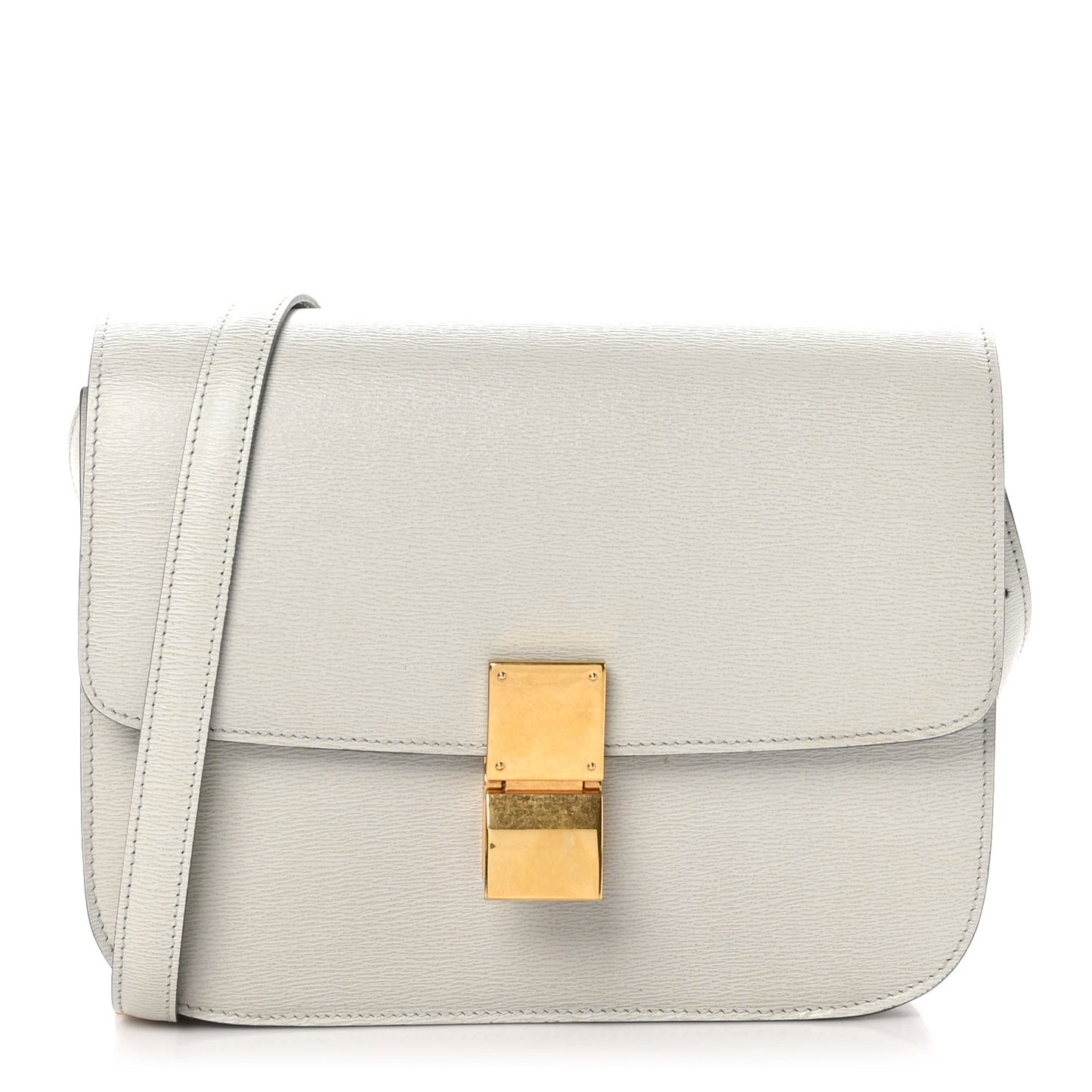 Liege Calfskin Medium Classic Box Flap Bag Pale Grey