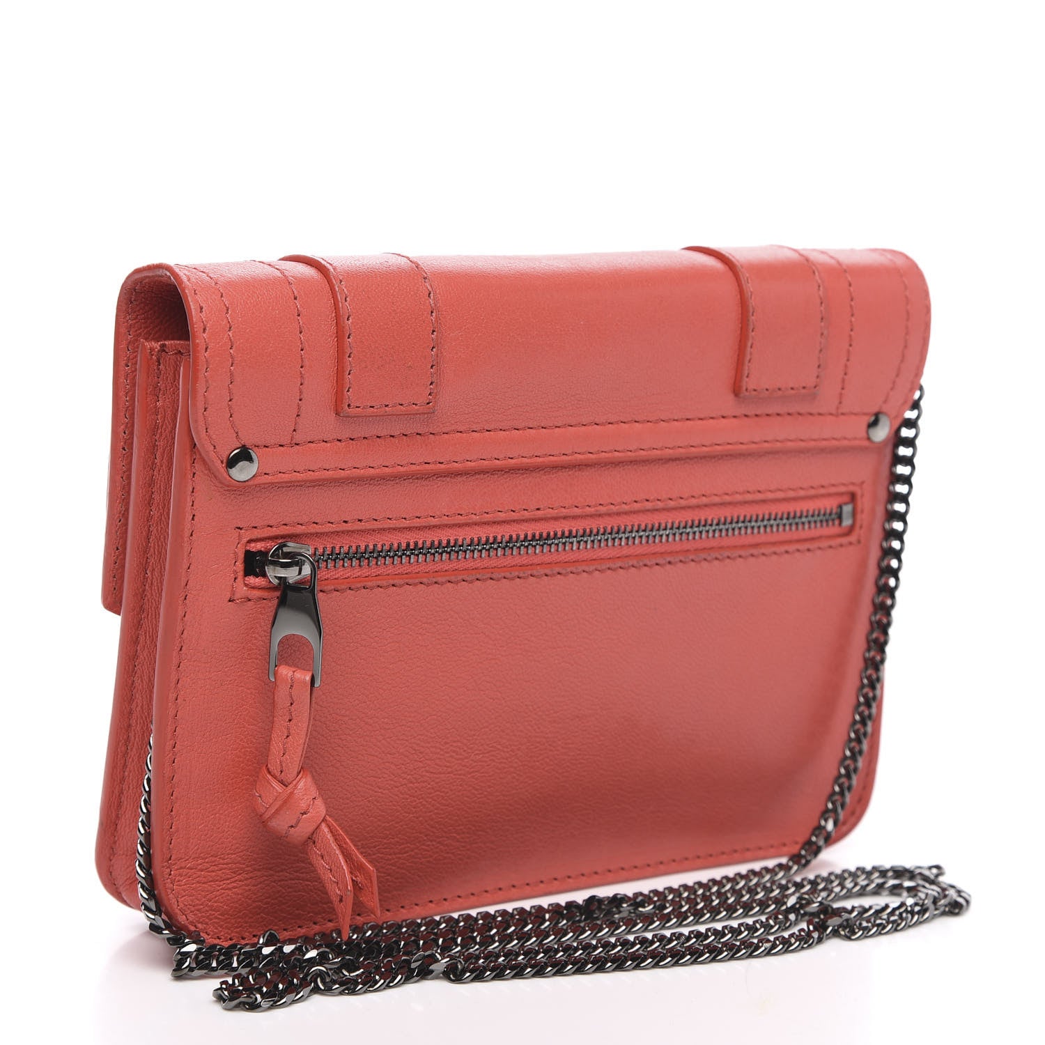 Proenza Schouler Lambskin PS1 Large Chain Wallet Deep Coral 3 of 12