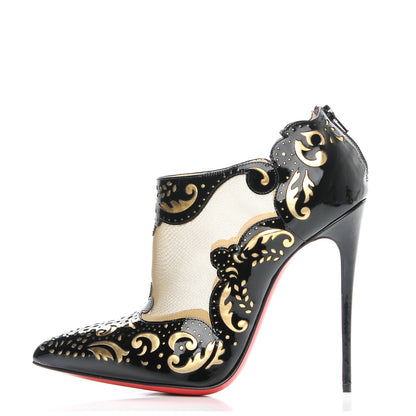 Christian Louboutin Patent Mesh Lasercut Mandolina 120 Booties 36.5 Black 1 of 6