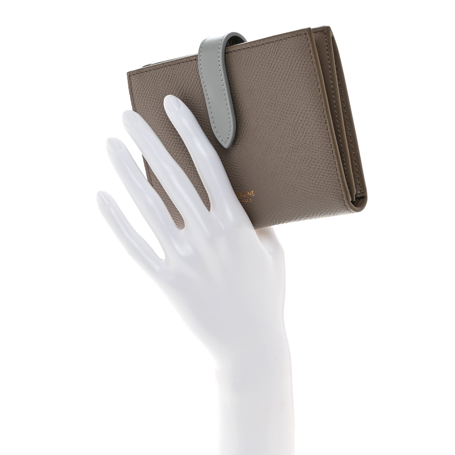Celine Grained Calfskin Small Multifunction Strap Wallet Pebble Mineral 2 of 8