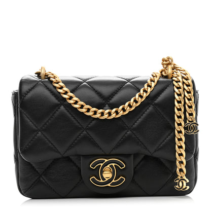 Chanel Lambskin Enamel Quilted Mini Pending CC Square Flap Black 1 of 10