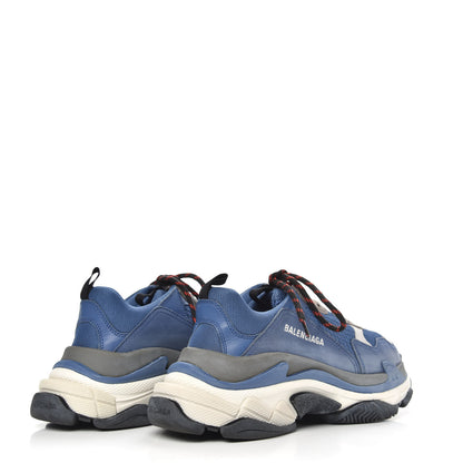 Balenciaga Mesh Nubuck Mens Triple S Sneakers 41 Navy Gris 4 of 7