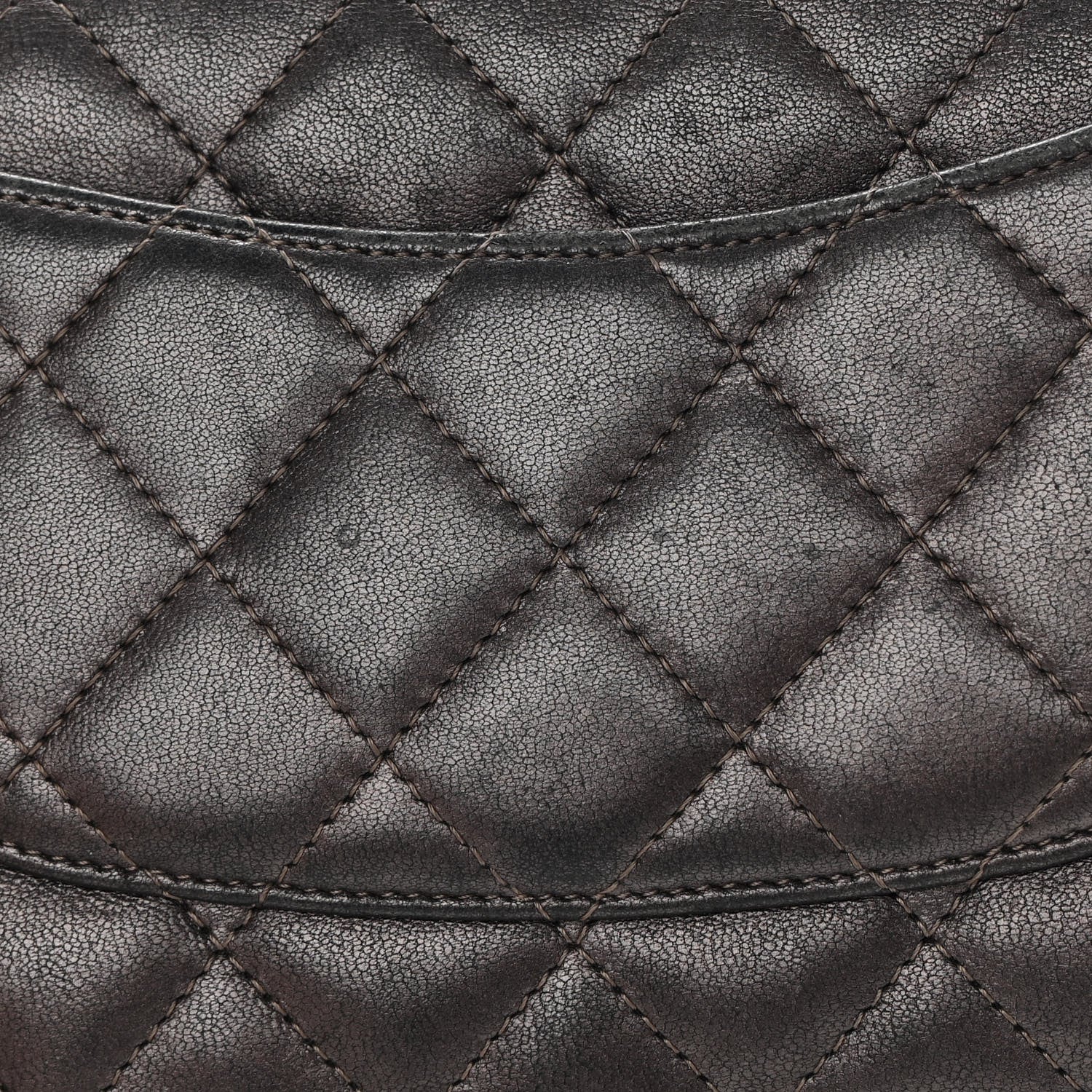 Chanel Metallic Lambskin Quilted Wallet On Chain WOC Dark Grey 13 of 17