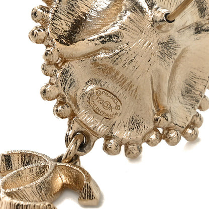 Chanel Crystal Pearl Resin Camellia CC Drop Earrings Gold 4 of 4
