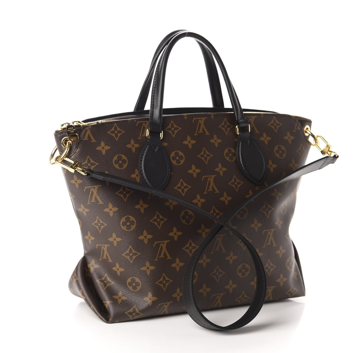 Monogram Flower Zipped Tote MM Black