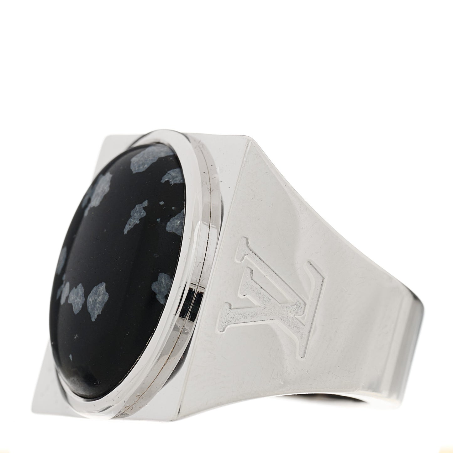 Sterling Silver Snowflake Obsidian Chevalier Ring 53 6.5