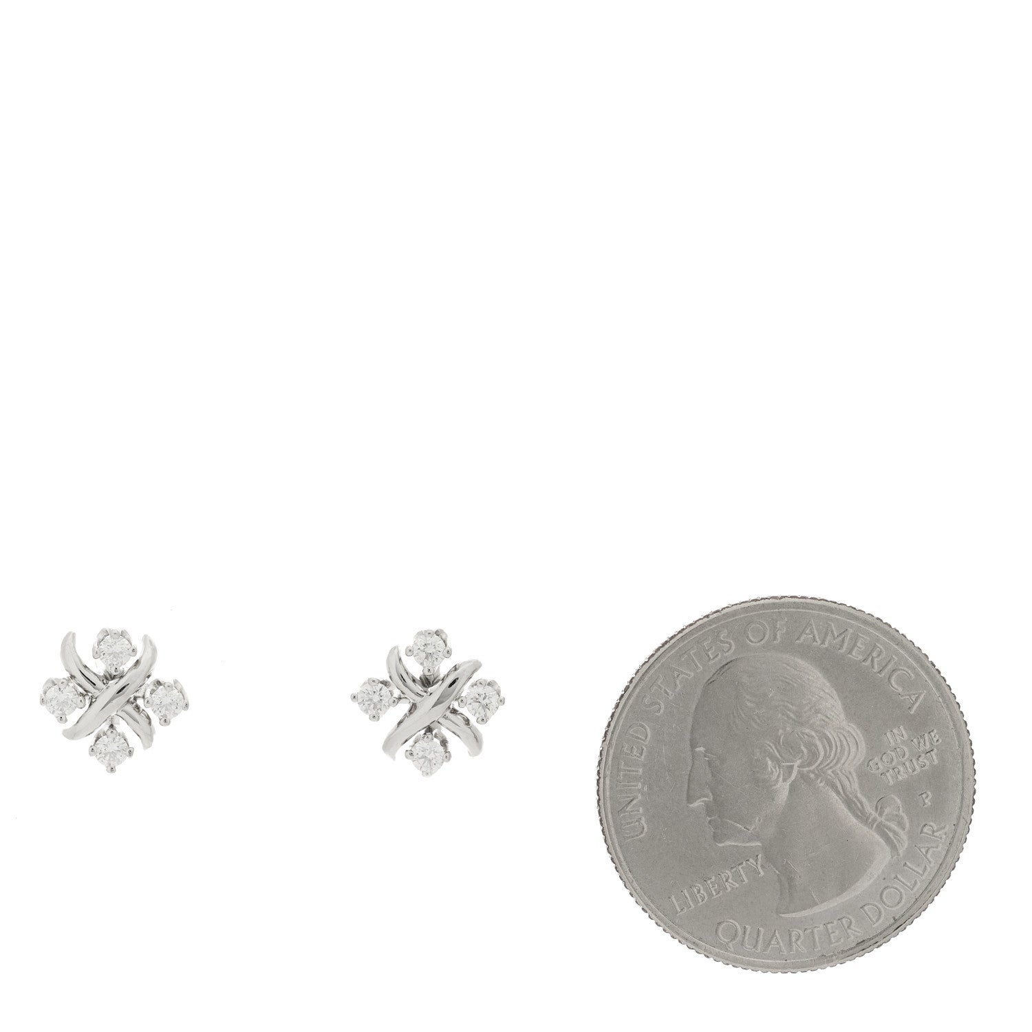 Tiffany Platinum Diamond Schlumberger Lynn Earrings 2 of 4
