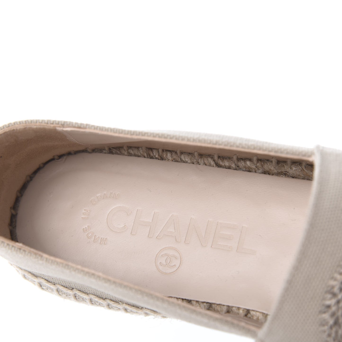 Canvas Grosgrain CC Espadrilles 36 Beige Black