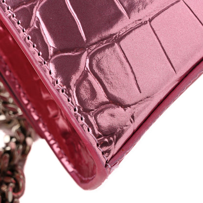 Balenciaga Metallic Shiny Calfskin Crocodile Embossed Hourglass Chain Bag Pink 13 of 13