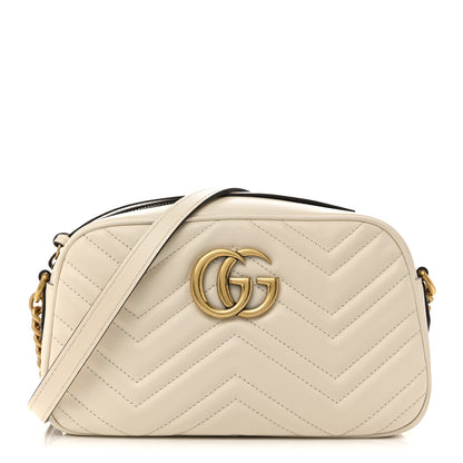 Gucci Calfskin Matelasse Small GG Marmont Chain Shoulder Bag White 1 of 14