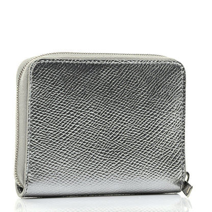 Celine Laminated Grained Calfskin Compact Zipped Wallet Silver 2 of 4