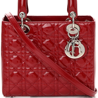 Christian Dior Patent Cannage Medium Lady Dior Red 10 of 19