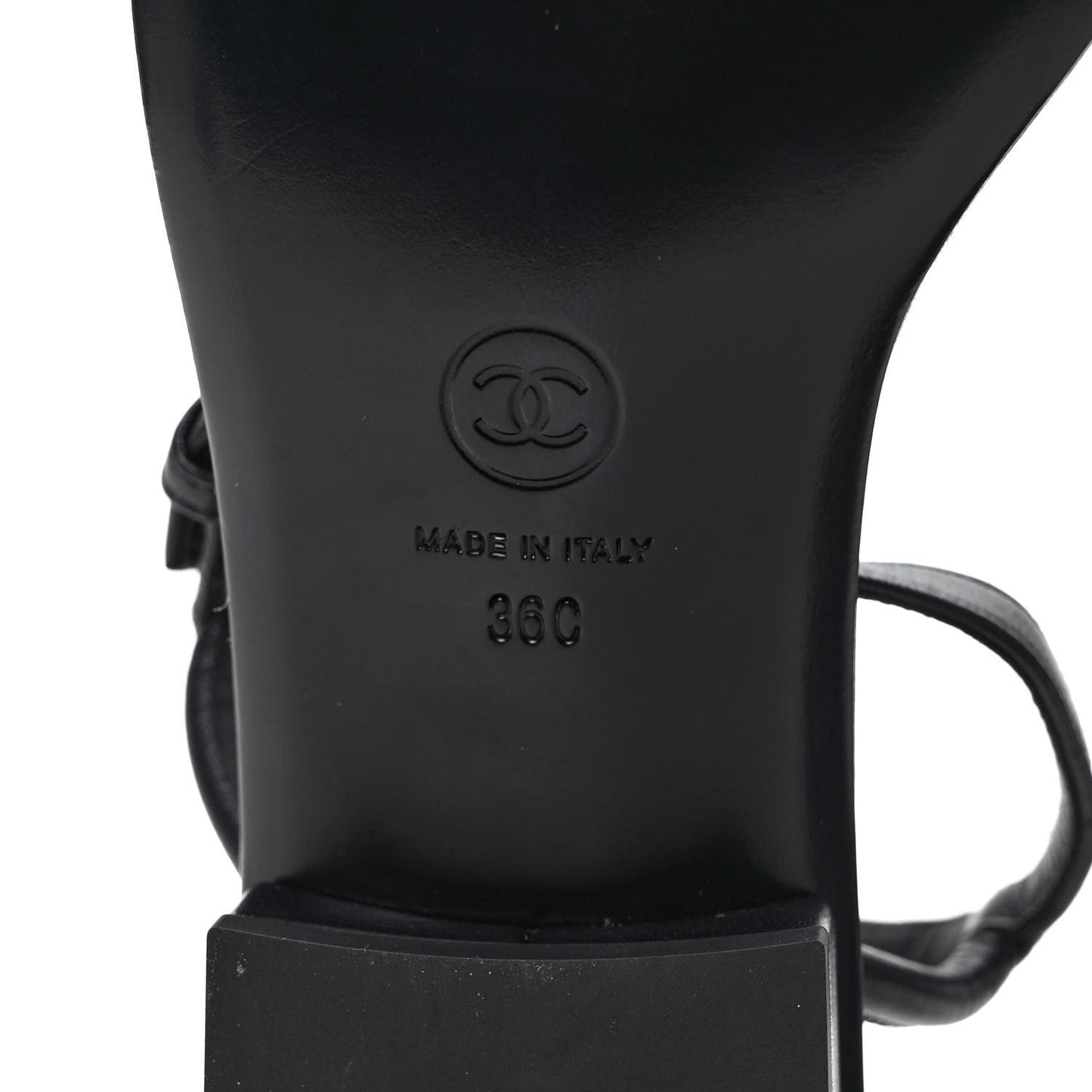 Lambskin Metal CC Thong Sandals 36 Black