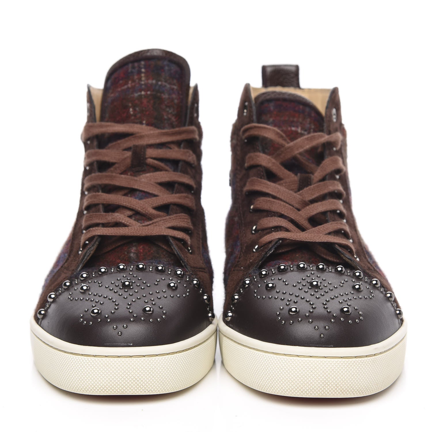 Christian Louboutin Calfskin Wool Snowflake Veau Velours Mens Lulu Flat Sneakers 45.5 Expresso Merlot 2 of 11