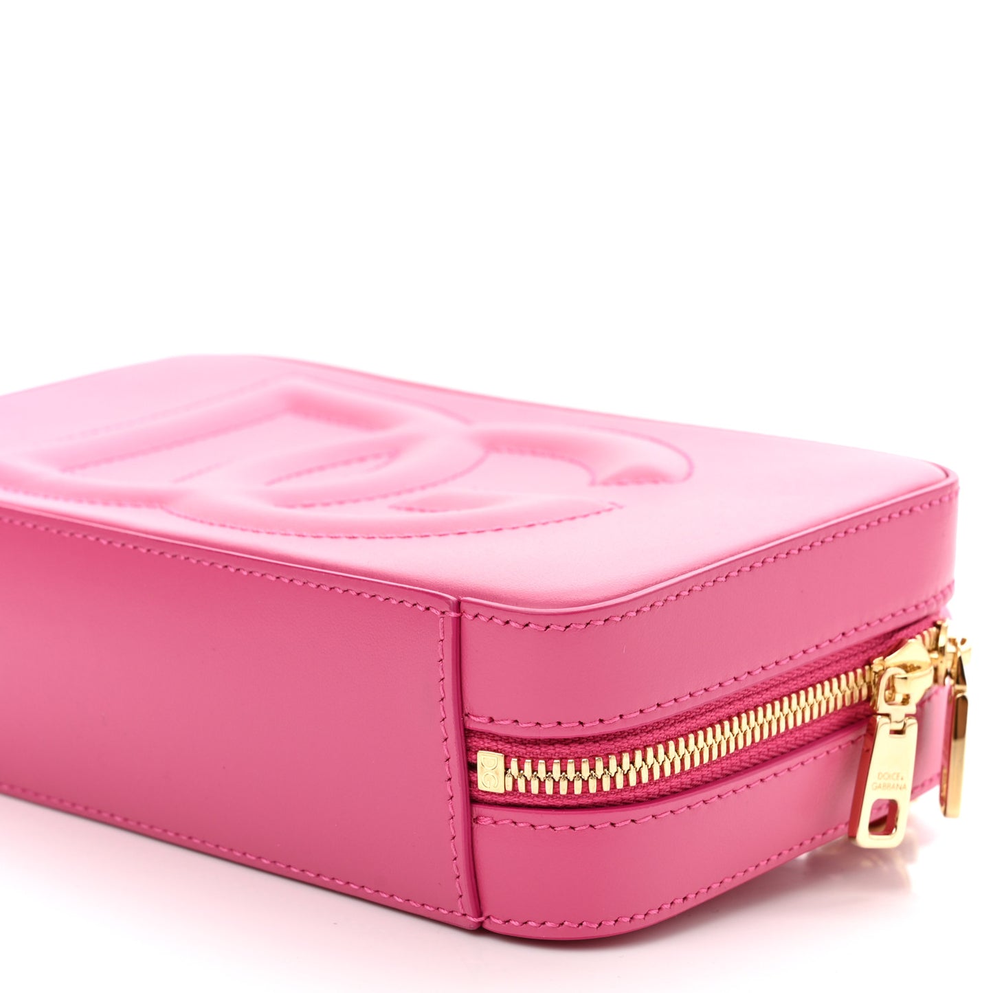 Calfskin DG Logo Zip Clutch Bag Glicine