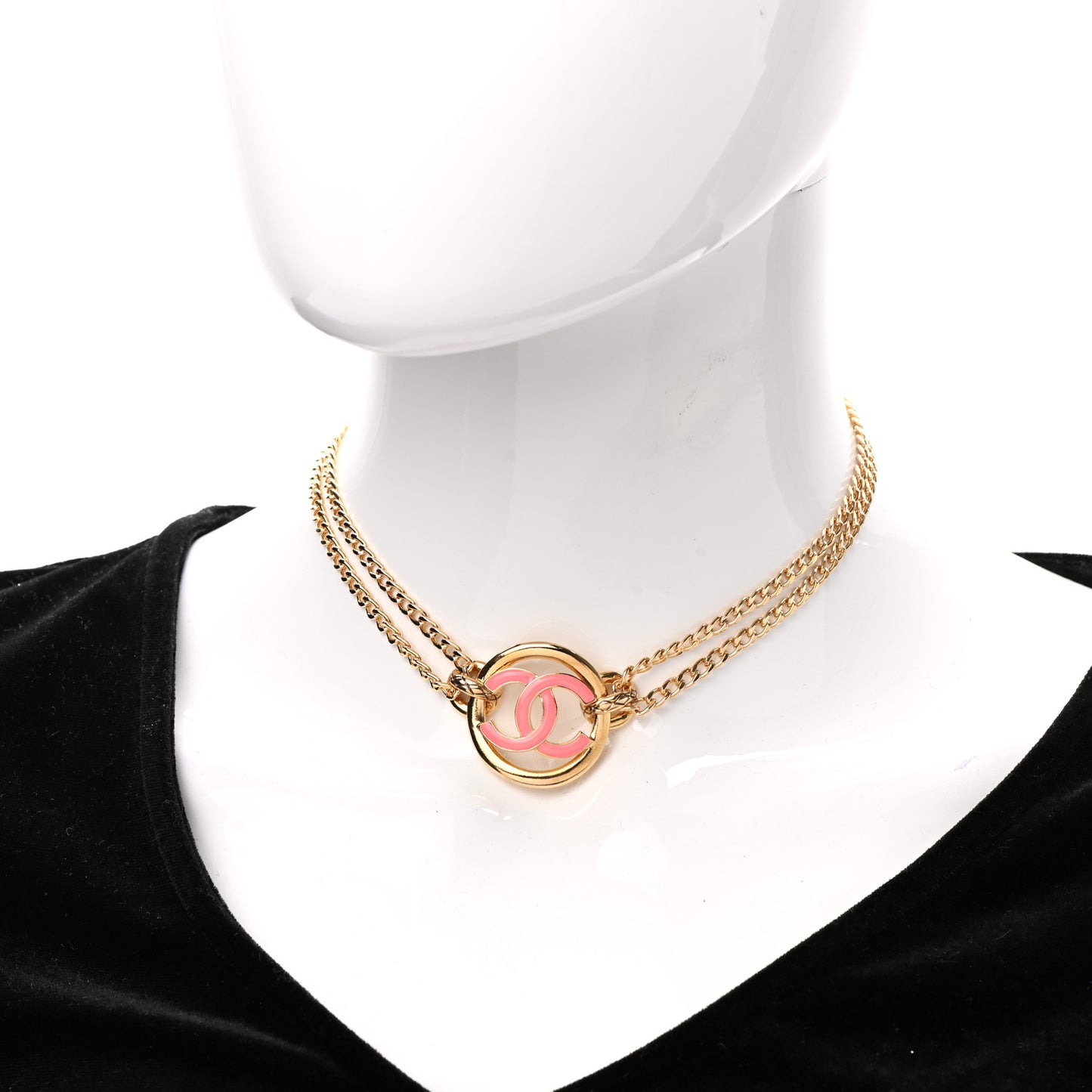 Metal Resin Chain CC Choker Gold Pink