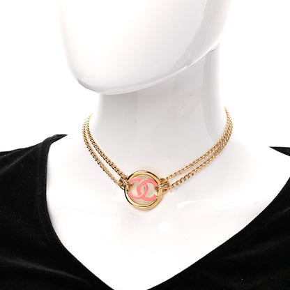 Chanel Metal Resin Chain CC Choker Gold Pink 2 of 7