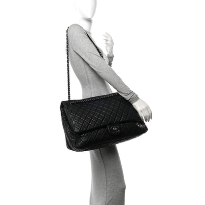Chanel Calfskin Quilted XXL Travel Flap Bag Black 2 of 10
