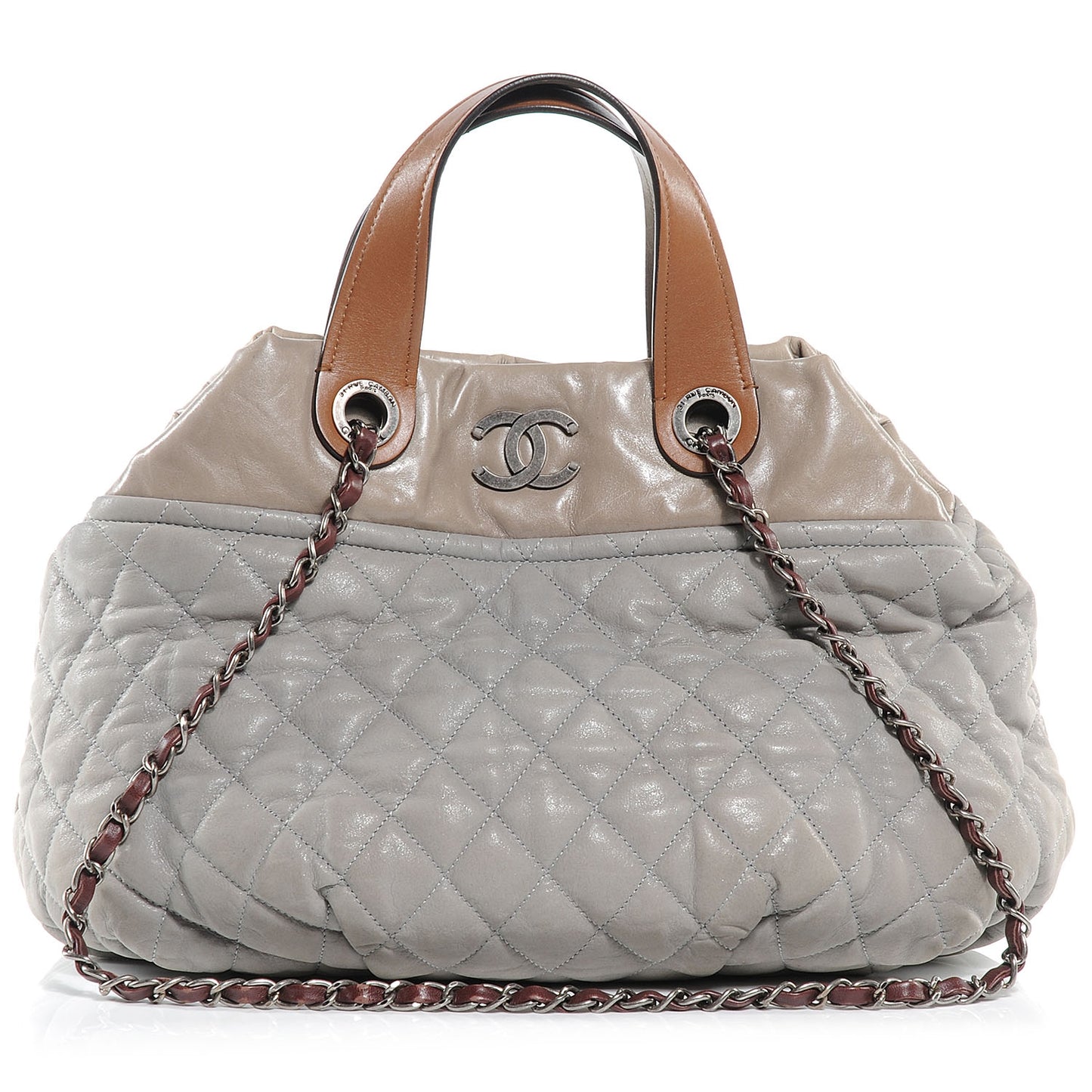 Iridescent Calfskin Large In The Mix Tote Bag Gray