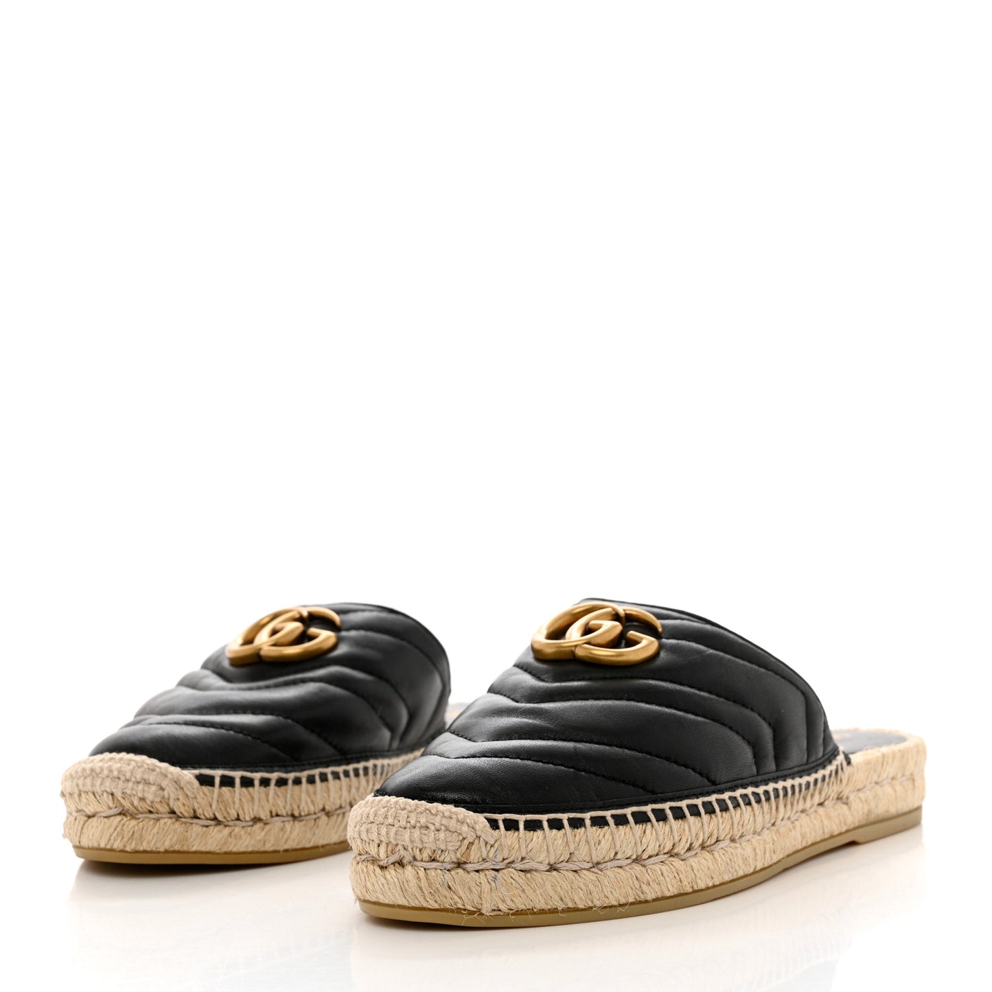 Nappa Matelasse GG Marmont Espadrille Slippers 36 Black