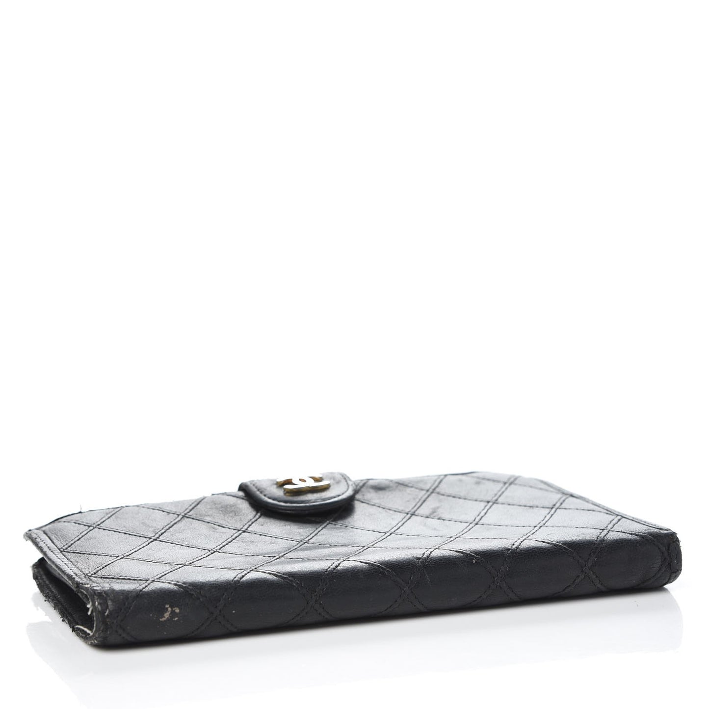 Lambskin Diamond Stitched French Wallet Black