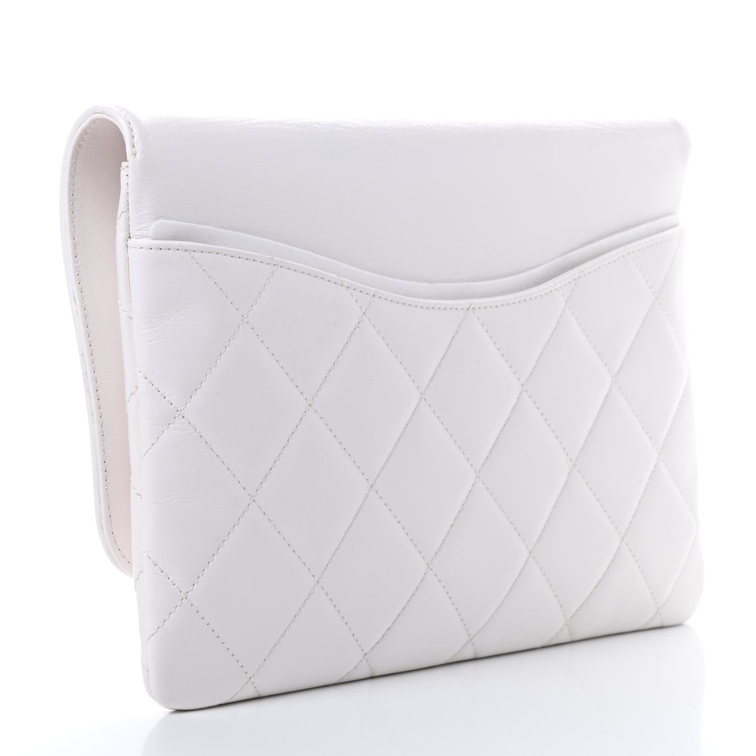 Chanel Goatskin Quilted Timeless CC Clutch White 3 of 9