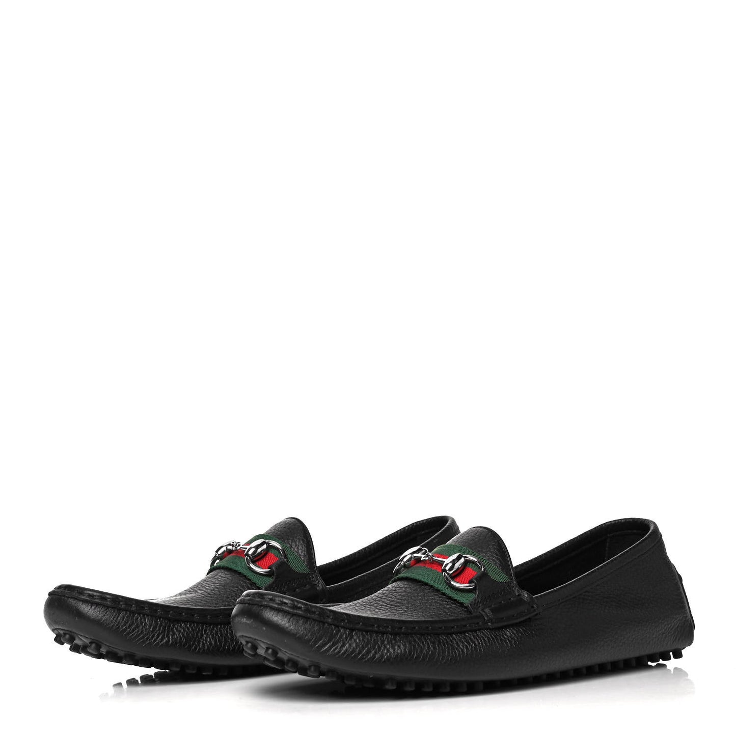 Road Calfskin Web Womens Horsebit Driver Loafers 39.5 Black
