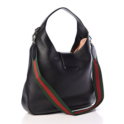 Gucci Calfskin Web Dog Embroidered Large Dionysus Hobo Black 3 of 11