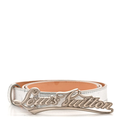 Louis Vuitton Metallic Calfskin Signature LV Initiales Belt 80 32 SIlver 1 of 8