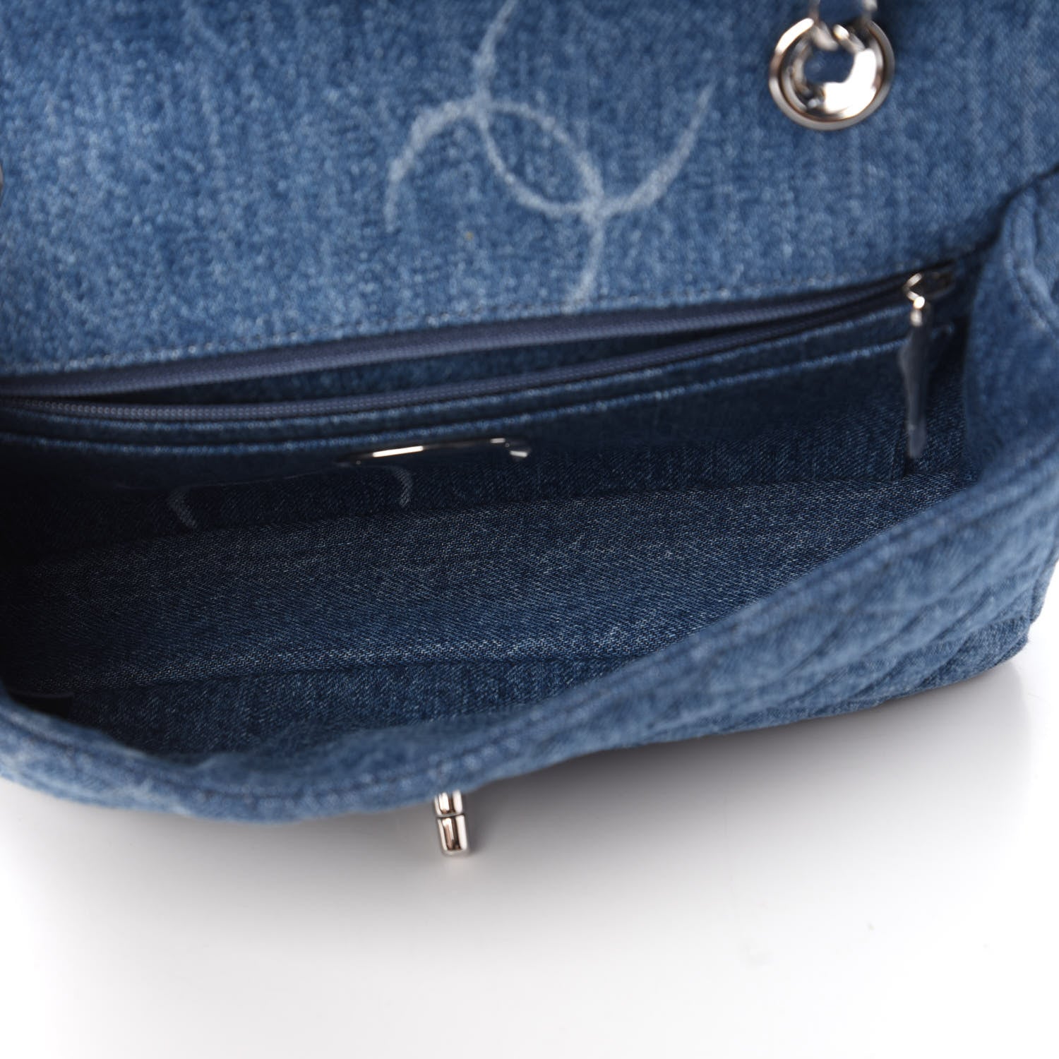 Chanel Denim Quilted CC Print Medium Single Flap Blue 6 of 11